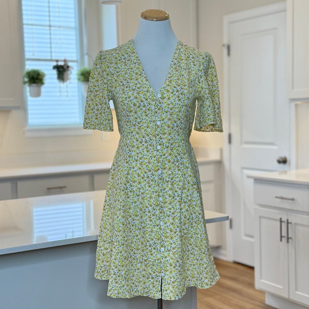 ASOS Design | Yellow Floral Button-Down Mini Dress